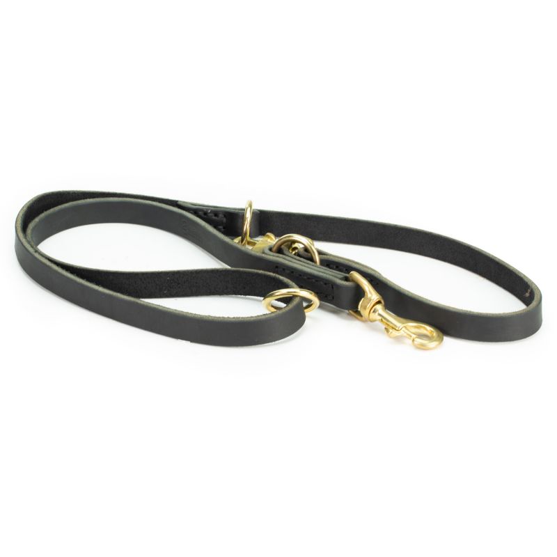 Leather dog leash with 2 carabiners