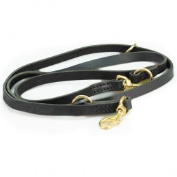 Leather dog leash with 2 carabiners2